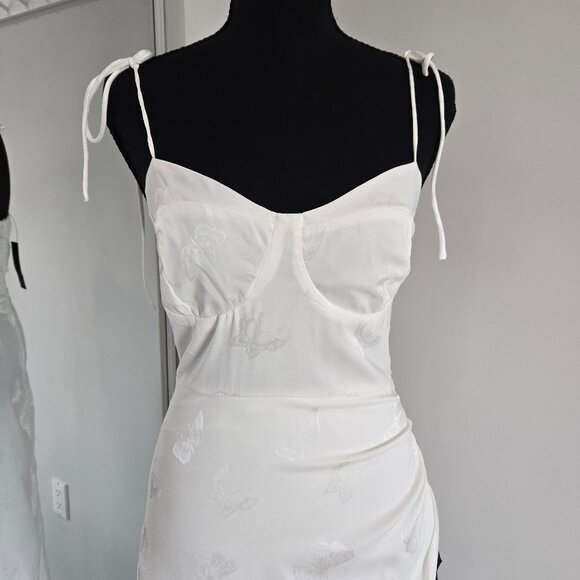 Lulus Wishing on Love White Satin Jacquard Midi Dress Small New With Tags $69 - Picture 9 of 15